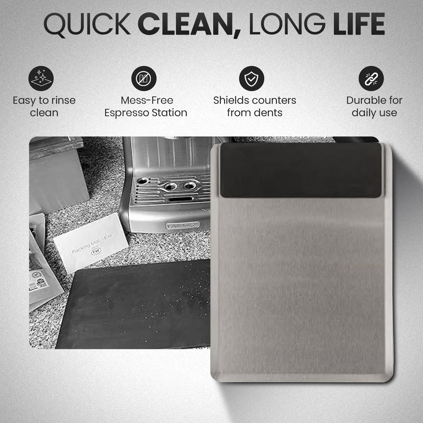 Rattleware Coffee Grinder Tray with Tamping Mat – Mess-Free Coffee Station Tray, Easy Clean Coffee Bar Accessory for Espresso Machine, Espresso Tamper and Coffee Organizer Station (13" x 9.75")