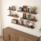 BGMG Wood Floating Shelves for Wall 18 inch Set of 2, Rustic Wooden Wall Mount - Image 2