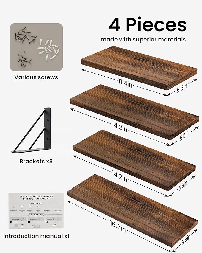 BAYKA Wall Shelves for Bathroom Decor, Floating Wall Shelves for Living Room - Image 8