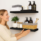 BGMG Wood Floating Shelves for Wall 30 inch Set of 2, Solid Wood Wall Mount - Image 2
