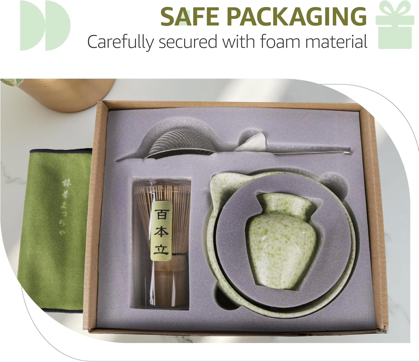 Inmorven Matcha Whisk Set, 7 Pcs Matcha Kit Includes Matcha Bowl, Whisk & Holder, Bamboo Scoop, Scoop Rest, Sifter & Tea Towell - Japanese Tea Tools For Ceremony Gift