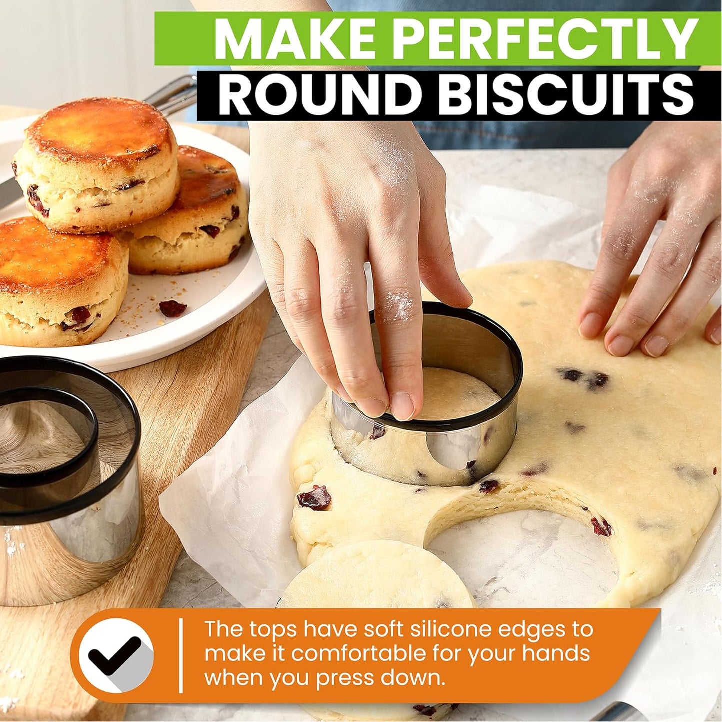 Spring Chef Large Dough Blender & Biscuit Cutter Set, Heavy Duty Stainless Steel Professional Pastry Cutter, Soft Grip, Black