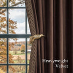 NICETOWN Rod Pocket Embroidered Trim Velvet Curtains, 2 Panels, Velvet Curtains - Image 6