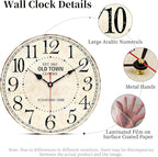 14 Inch Retro Round Wall Clock Old Town Vintage Antique Style Battery Operated - Image 2