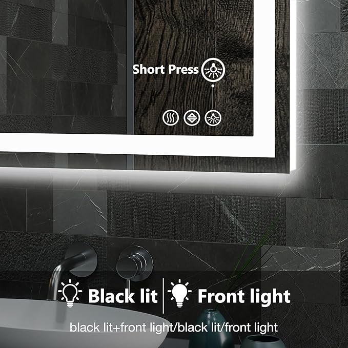 DUMOS 24.1"x32.1" LED Bathroom Mirror, Smart Anti-Fog Bathroom Vanity Mirror - Image 5