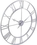 CLXEAST Large Modern 30 Inch Wall Clock Silver, Oversized Big Roman Numeral - Image 9