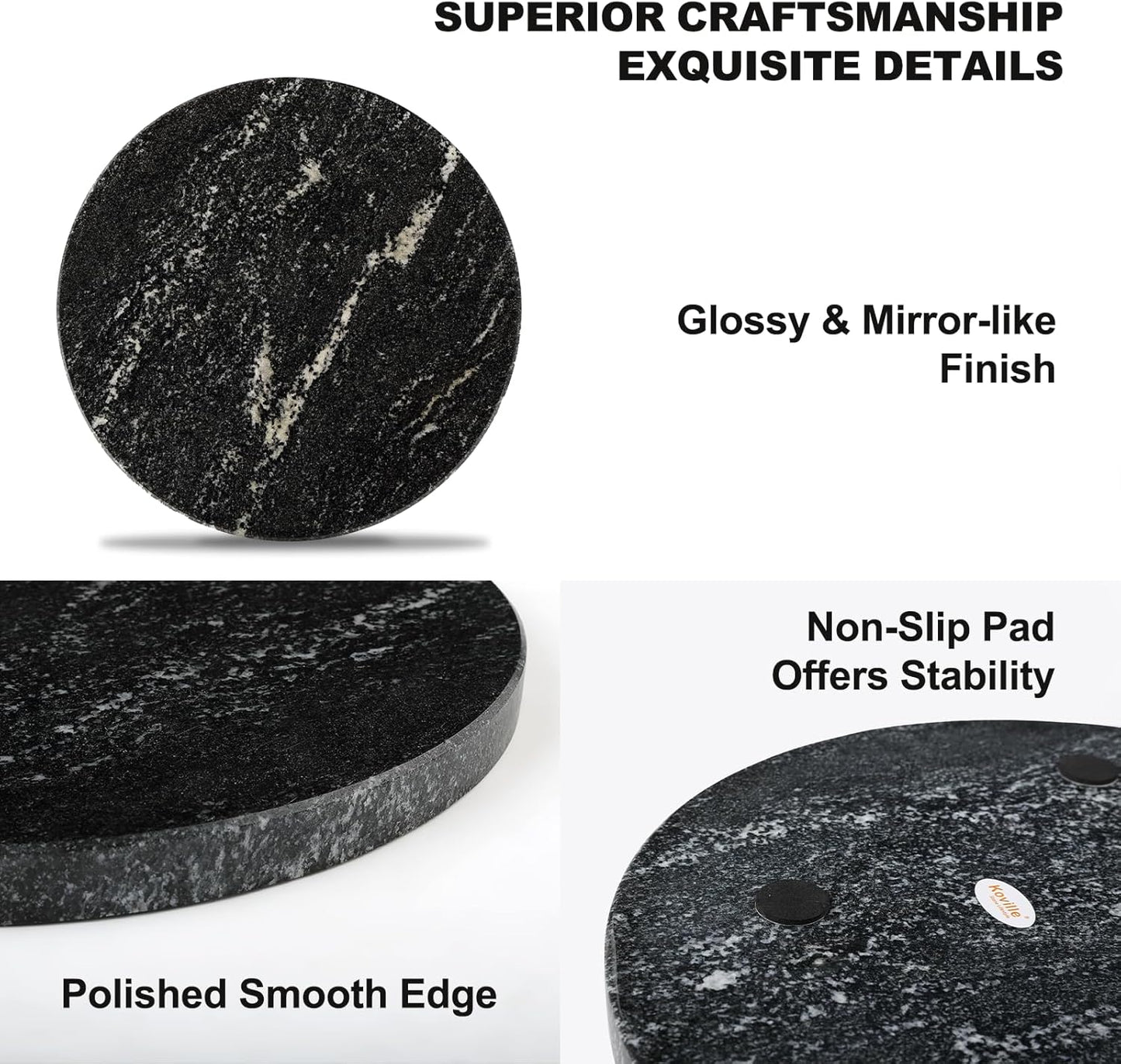 Koville Brazilian Natural Marble Cutting Board for Kitchen, 11inch Round Hand Crafted Marble Slab for Cheese, Charcuterie, Pastry Board - Wedding Gift, House Warming Gift(Via Lactea)