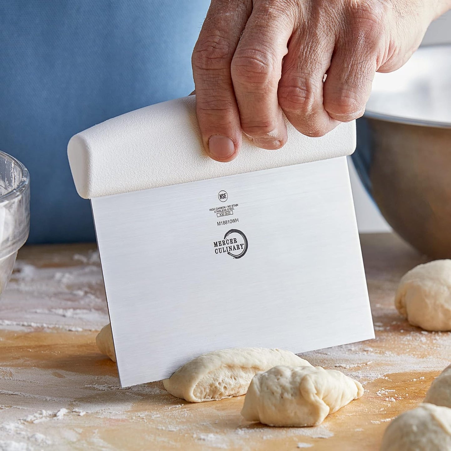 Mercer Culinary Millennia Bench Scraper, 5 7/8 Inch x 3 1/2 Inch Blade, White Handle