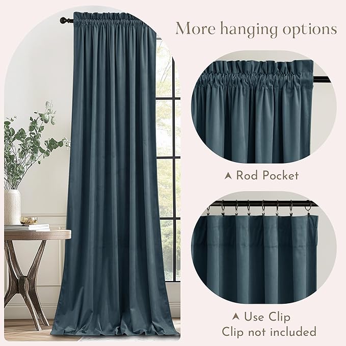 NICETOWN Blue Velvet Curtains 120 inches - Image 5