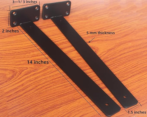 12 Pack - 14 inch Black Hidden L Shelf Bracket Iron Floating Shelf Brackets - Image 2