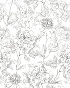 JiffDiff Black and White Floral Wallpaper 17.3" x 394" Peonies Removable Peel by wallpaper