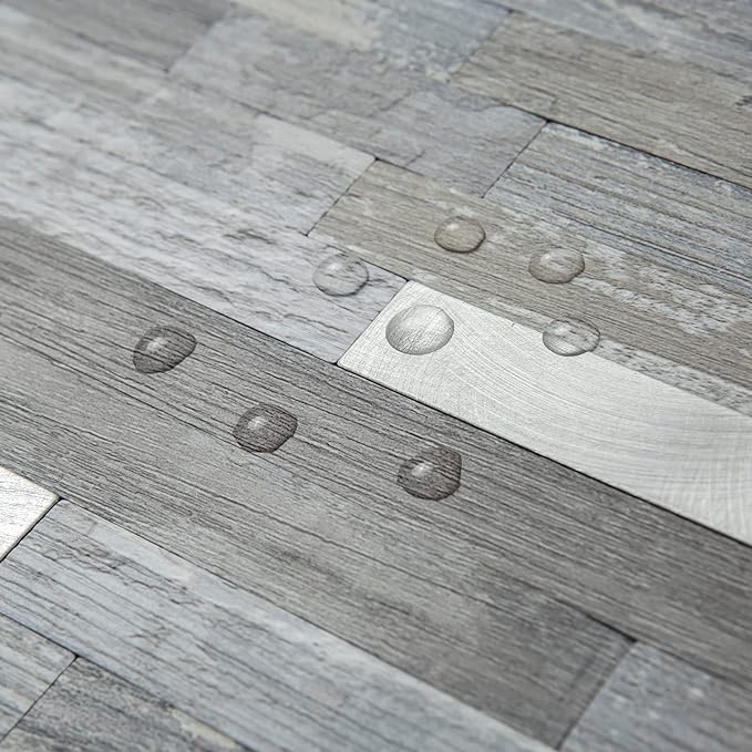 AULIGET 20 Sheets Peel and Stick Backsplash, Distressed Wood Look PVC Wall - Image 3