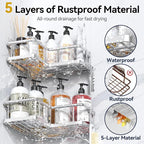 YASONIC Corner Shower Caddy Organizer, Self-Adhesive Rustproof Bath Shelves - Image 2