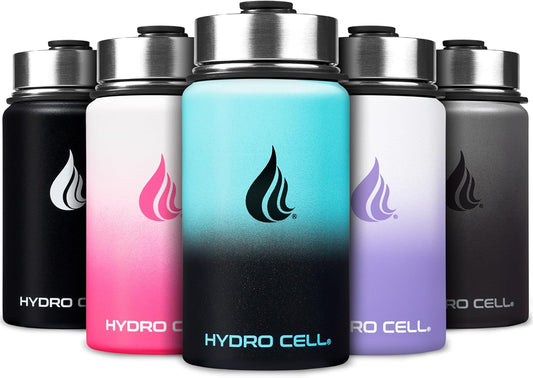 HYDRO CELL Stainless Steel Insulated Water Bottle with Straw - For Cold & Hot Drinks - Metal Vacuum Flask with Screw Cap and Modern Leakproof Sport Thermos for Adults (Teal/Black 14oz)