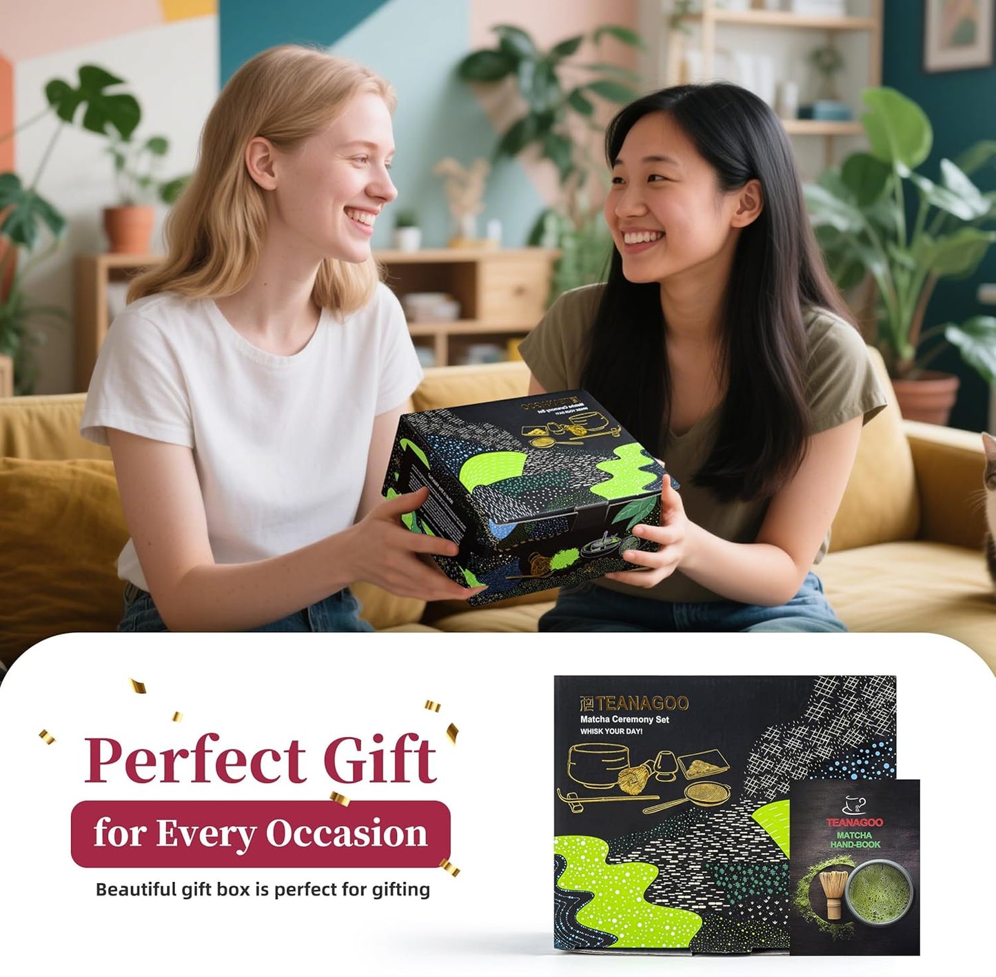 TEANAGOO 7 Pcs Matcha Whisk Set,Pink Matcha Set, Matcha Kit for Ceremony, Matcha Tea Set for Making Breakfast/Latte, Matcha Whisk and Pink Bowl with Scoop&Sifter, Gift for Matcha Lover