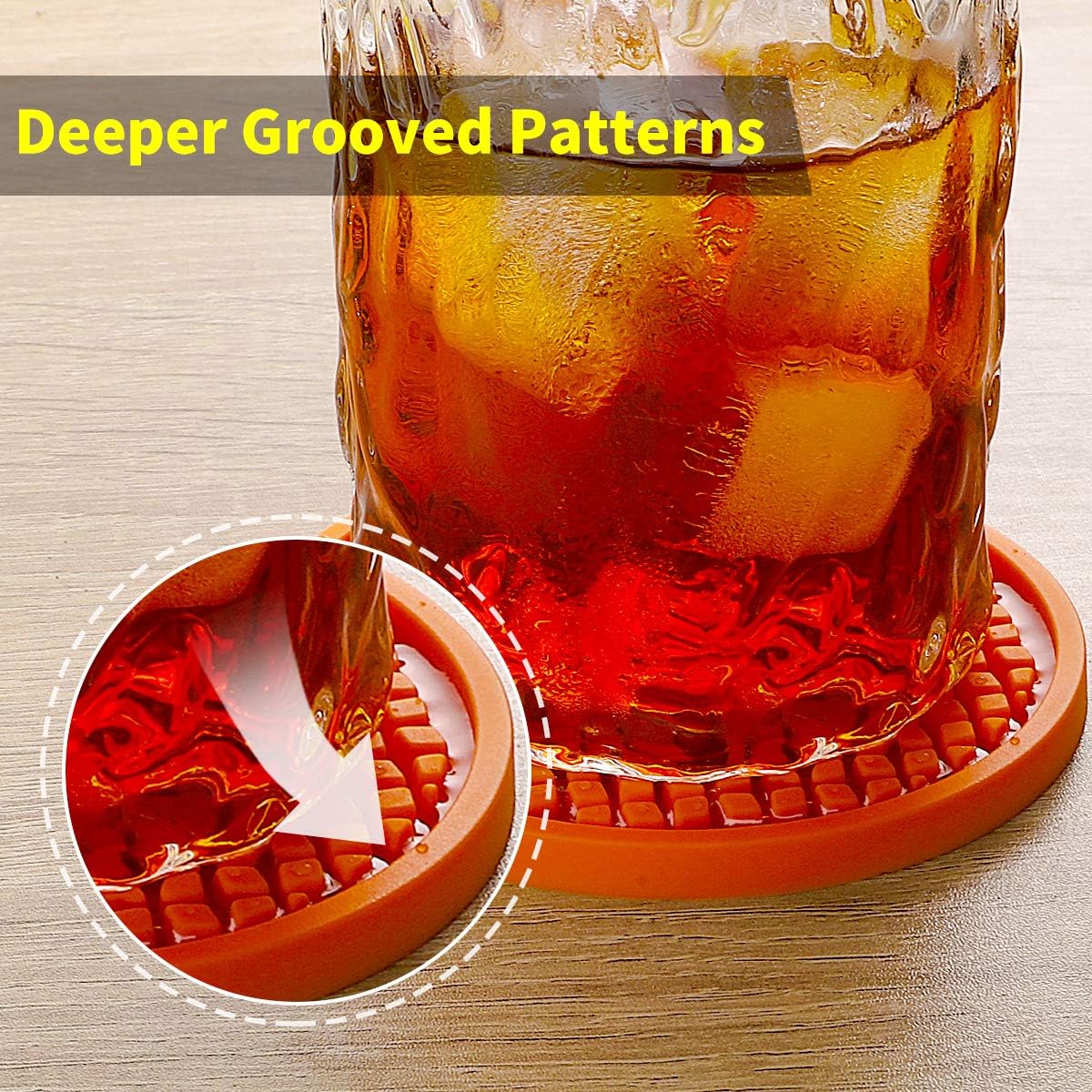 ME.FAN Silicone Coasters [6 Pack] Thickened Drink Coasters with Holder - Cup Mat - Non-Slip, Non-stick, Stay Put, Deep Tray - Prevents Furniture and Tabletop Damages(Blue)