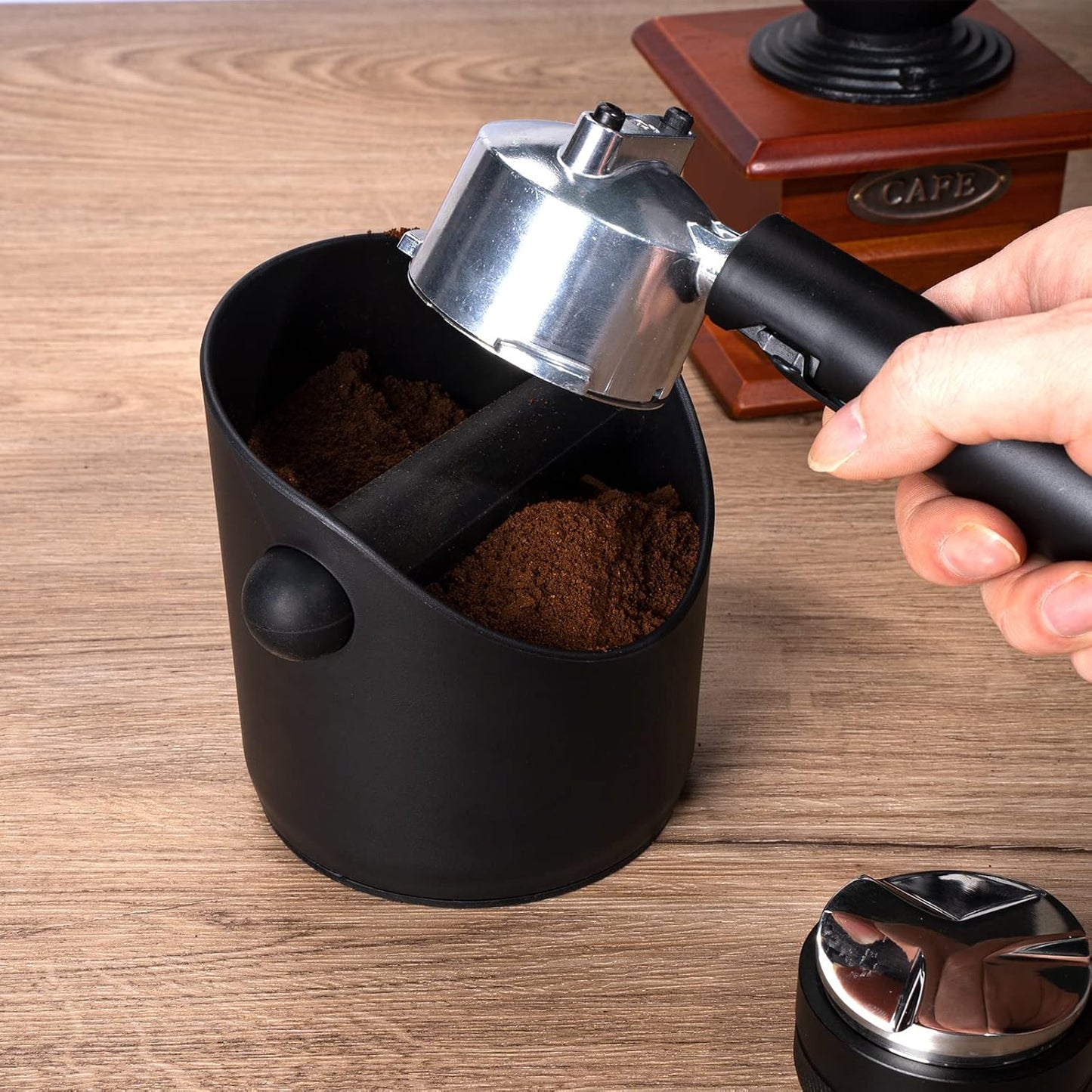 HOMEE Espresso Knock Box Coffee Grounds Container with Removable Knock Bar,Espresso Dump Bin with Non-Slip Base,Shock-Absorbent Espresso Accessories,Durable Barista Tool for Coffee Bar Kitchen Counter
