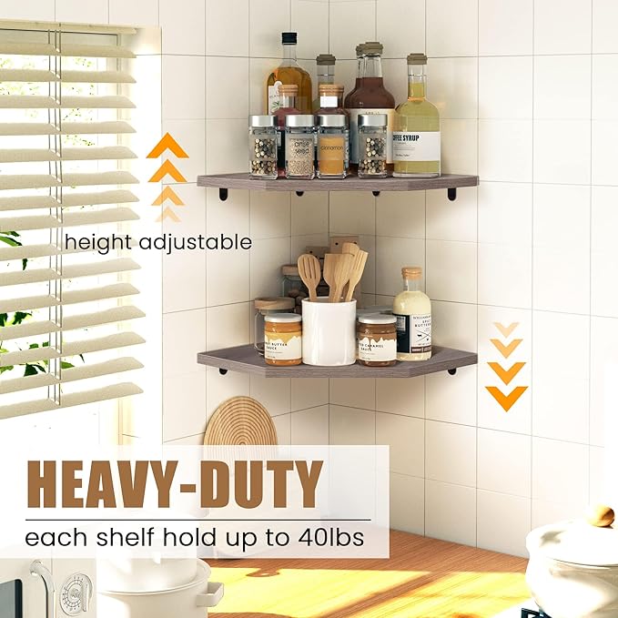 Fun Memories Corner Shelf Wall Mount, Floating Corner Shelves, Rustic Wood Wall - Image 4