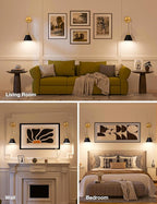 NIORSUN Gold & Black Battery Operated Wall Sconce Set of 2, 5200mAh Dimmable - Image 3