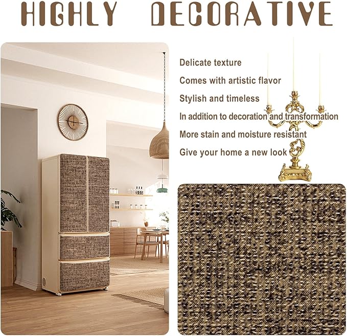Amiya Grasscloth Brown Wallpaper Peel and Stick Faux Fabric Linen Contact Paper - Image 3