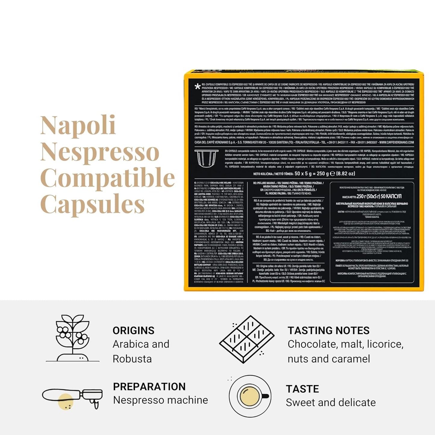 Caffe' Vergnano 1882 Medium Roast Espresso Original Line Machine Compatible Capsules