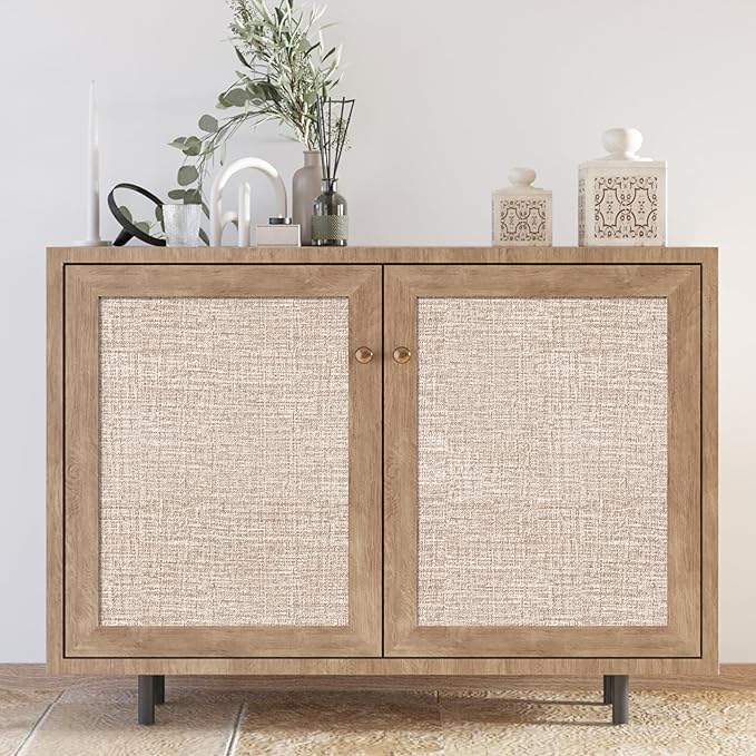 Amiya Grasscloth Khaki Wallpaper 17.3"x120" Peel and Stick Tan Faux Fabric - Image 2