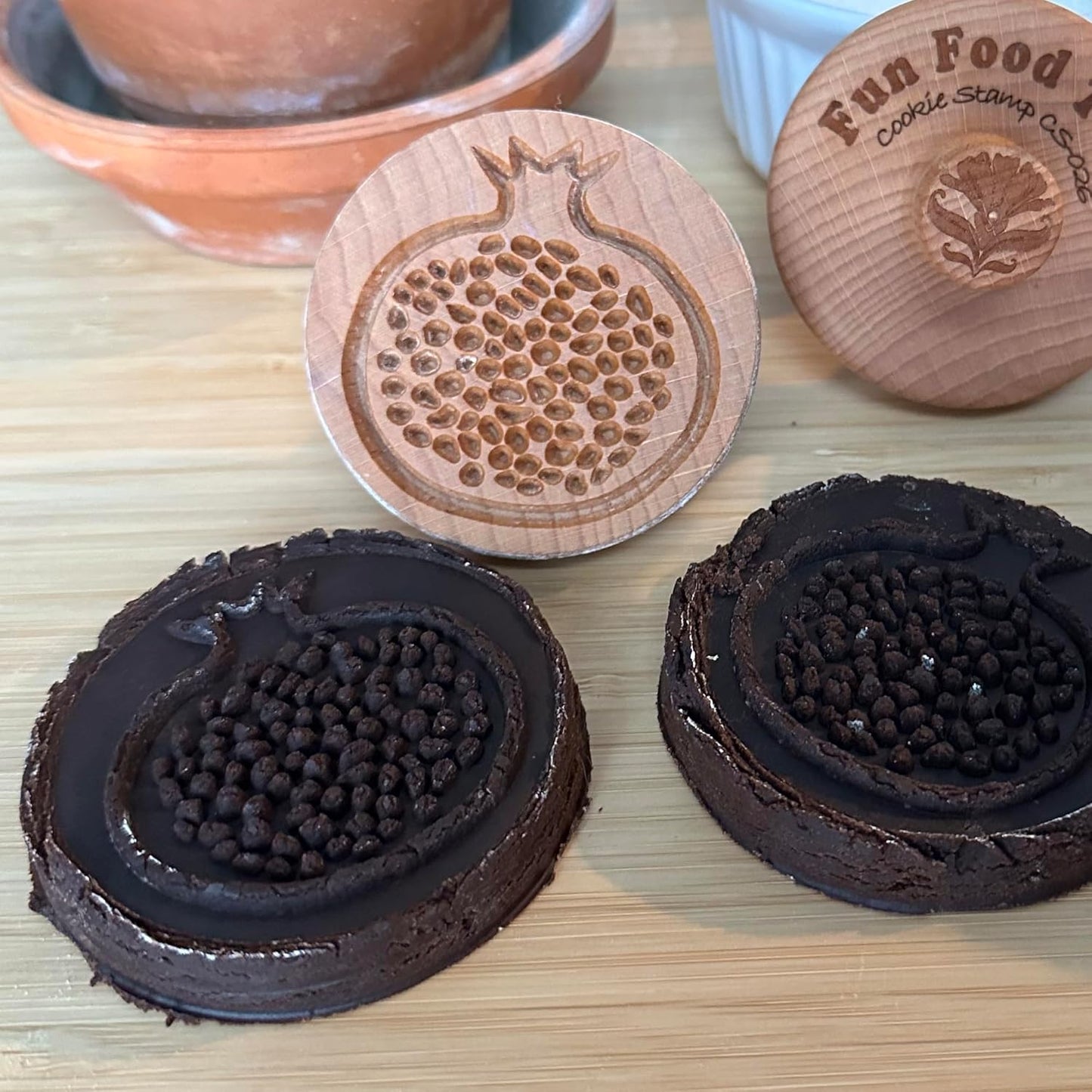 Wood Cookie Stamp, 2.5 Inch (Pomegranate CS-102)