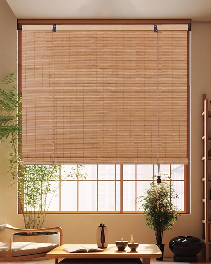 FoundGo Retro Bamboo Blinds 35" W x 64" H Bamboo Roman Shades Light Filtering - Image 7