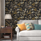 Laatse Gothic Wallpaper Peel and Stick Dark Floral Wallpaper 17.5in x 78.7in - Image 4