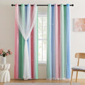 XiDi Pink & Rainbow Curtains for Kids & Girl Rooms by Addsomecolortolife