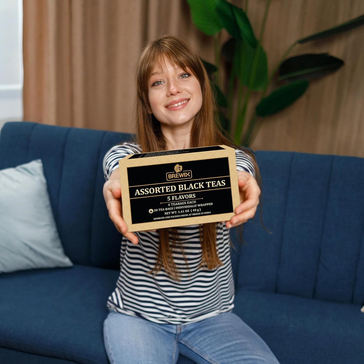 BREWIX Premium Assorted Black Tea Sampler Gift Box with 5 Flavors (20 Pyramid Indivdidually Wrapperd Tea Bags) | Tea Gift Set & Variety Pack | Gifts for Women & Men, Tea Set