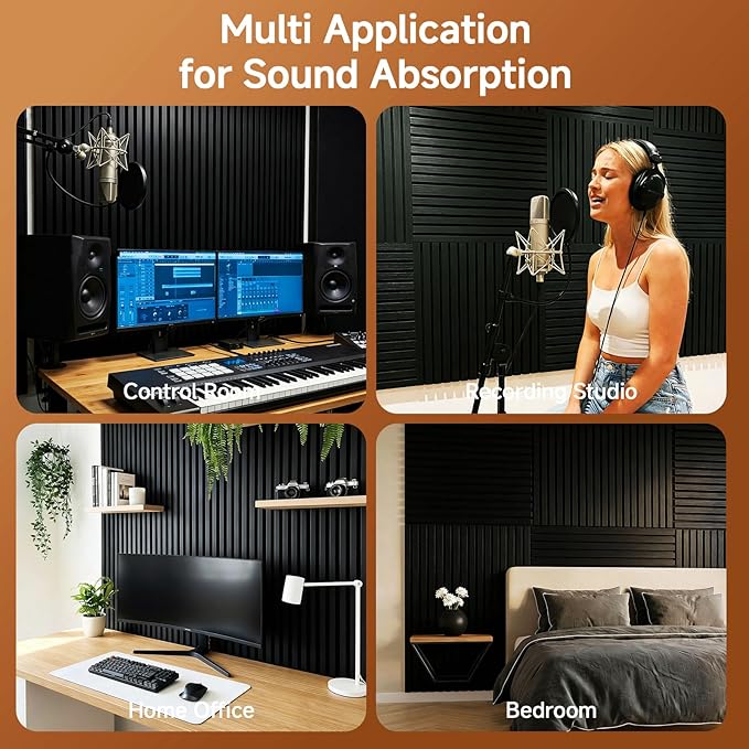 Acoustic Panels 4 Pack Self-Adhesive Upgrade, 23.62"X23.62" Sound Proof Wall - Image 6