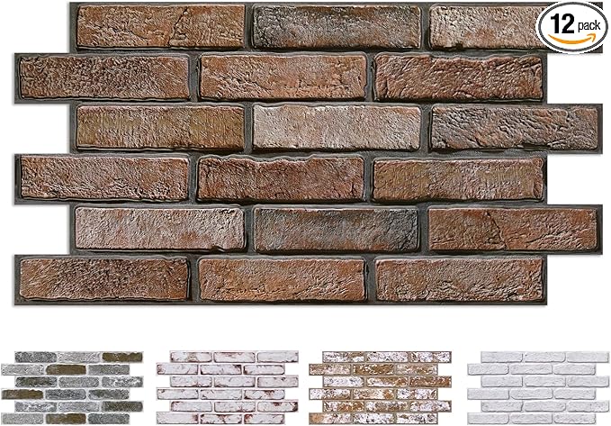 COMSTICKC 3D Brown Faux Brick Wall Panel Peel and Stick Wall Covering, Not Real by COMSTICKCDECOR