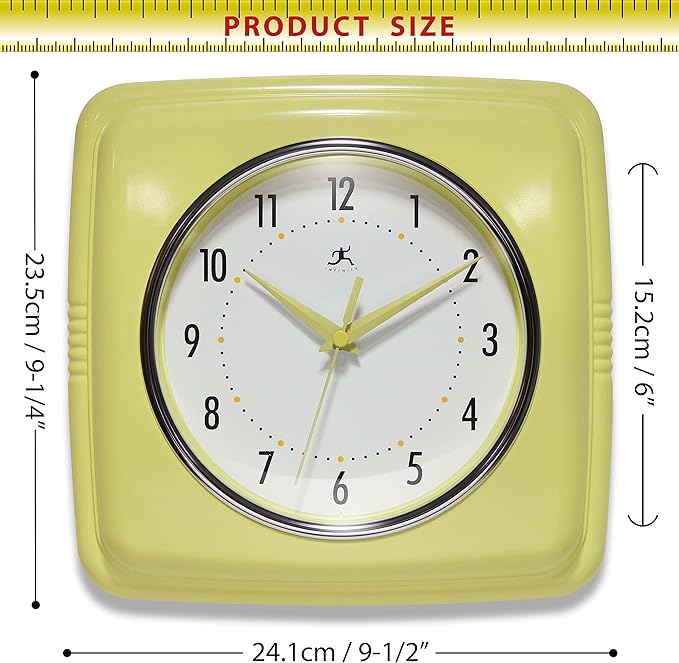Infinity Instruments Retro Wall Clock – 9-Inch Square, Silent & Non-Ticking – - Image 5