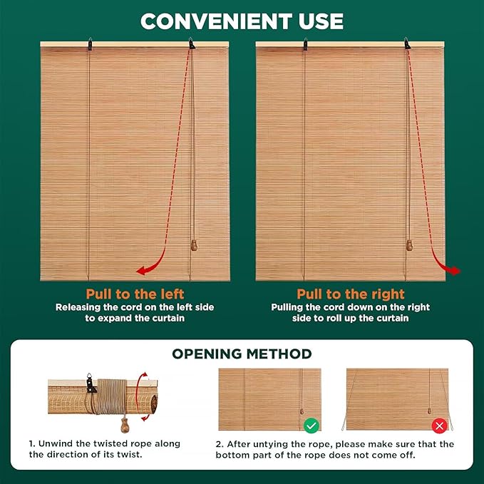 Bamboo Blinds for Interior Windows, Custom Roller Shades for Indoor Window and - Image 5