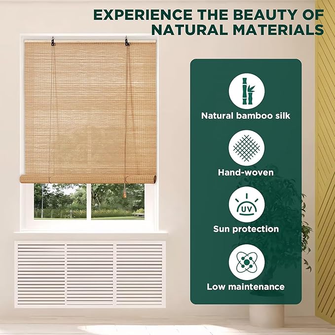 Bamboo Blinds for Interior Windows Easy to Install Bamboo Shades for Indoor - Image 2