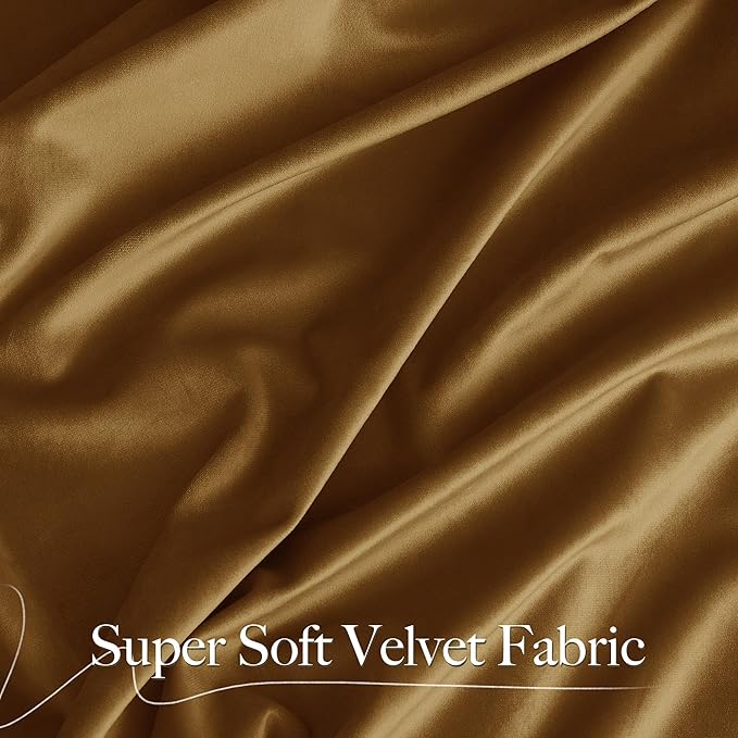 NICETOWN Gold Brown Velvet Curtains 2 Panels, Luxury and Soft Backdrops - Image 2