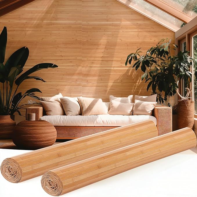 Juexica 2 Pcs Natural Bamboo Wall Panel 36 x 96 Inch Bamboo Covering Renewable by Juexica