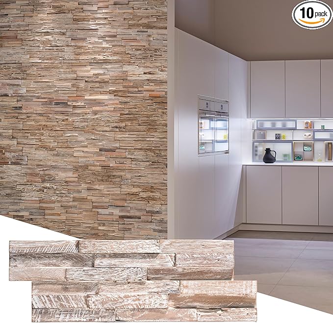 Wall!Supply 3D Wall Panels – Reclaimed Whitewash Asian Teak Wood – Home Decor by WallSupply