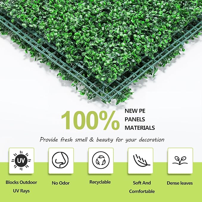 AOKIE 20"X20" Artificial Grass Wall, Party Garden Fence Decor - Image 2