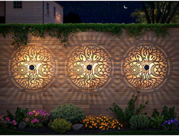 4 Pack Large Solar Fence Lights Metal Solar Powered Outdoor Wall Deck Step - Image 6