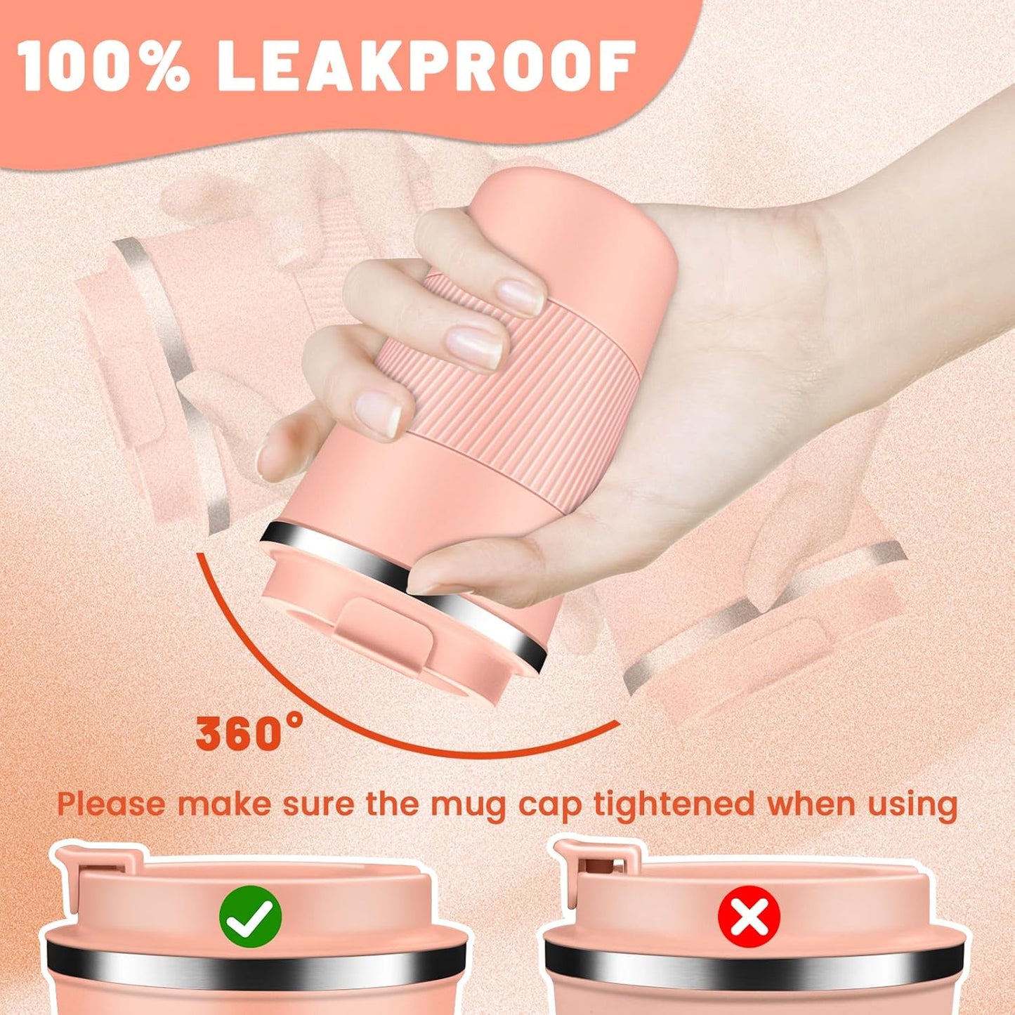 Insulated Coffee Tumblers with Flip Lid 12oz / 17oz, Stainless Steel Travel Coffee Mug Leak Proof, Vacuum Insulated Coffee Mug Reusable Cup, Keeps Cold and Hot for Coffee Tea