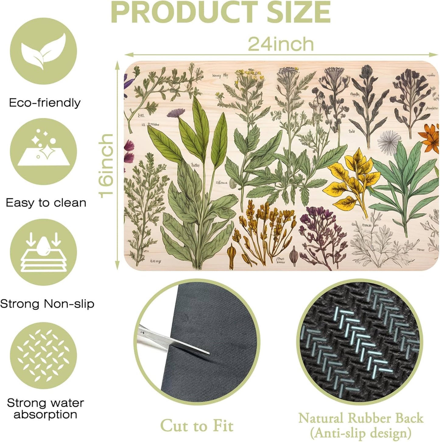 Dish Drying Mat Vibrant Bouquet of Spring Flowers Kitchen Mat 16"x24" Bsorbent Coffee Maker Mat for Dishes,Utensils Coffee Maker Pots and Pans Easy Clean Dish Slip Resistant Pad