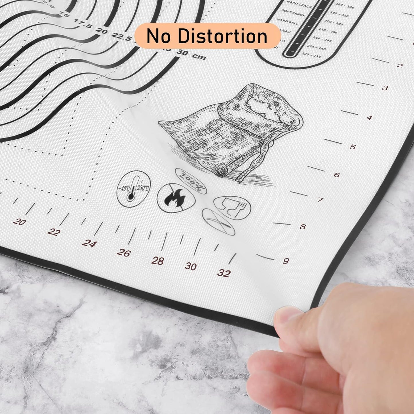 Silicone Pastry Mat with Measurement, Kids Baking Mat for Fondant, Rolling Dough, Pie Crust, Pizza and Cookies, Dough Mat, Counter Mat 12" x 16", Black