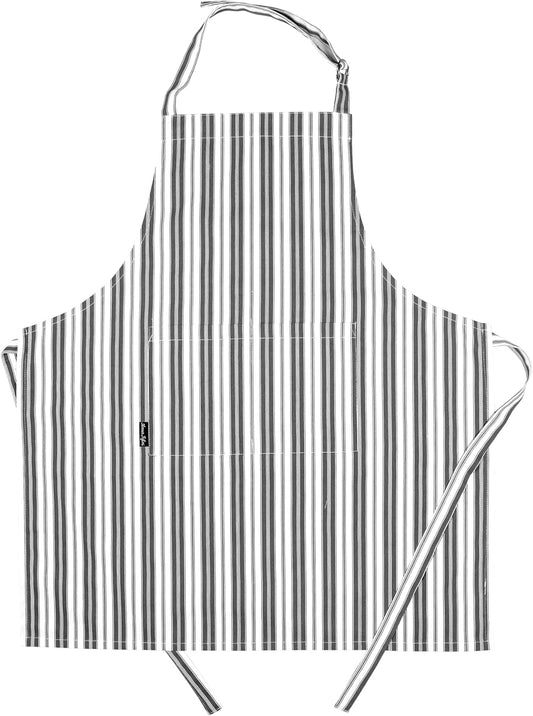 AMOUR INFINI Cotton Aprons for Women with Pockets Adjustable Strap and Waist Ties Reusable Printed Aprons for Baking, Cooking, Gardening (27.5 x 33 Inches - Charcoal)