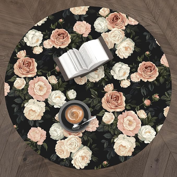 Pink White Rose Peony Wallpaper Peel and Stick Black Floral 17.5in x 393in - Image 8