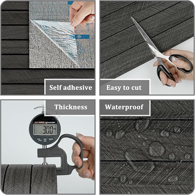 Self Adhesive Wood Slat Wall Paneling Grey/Black 3D Wood Panels - Image 5