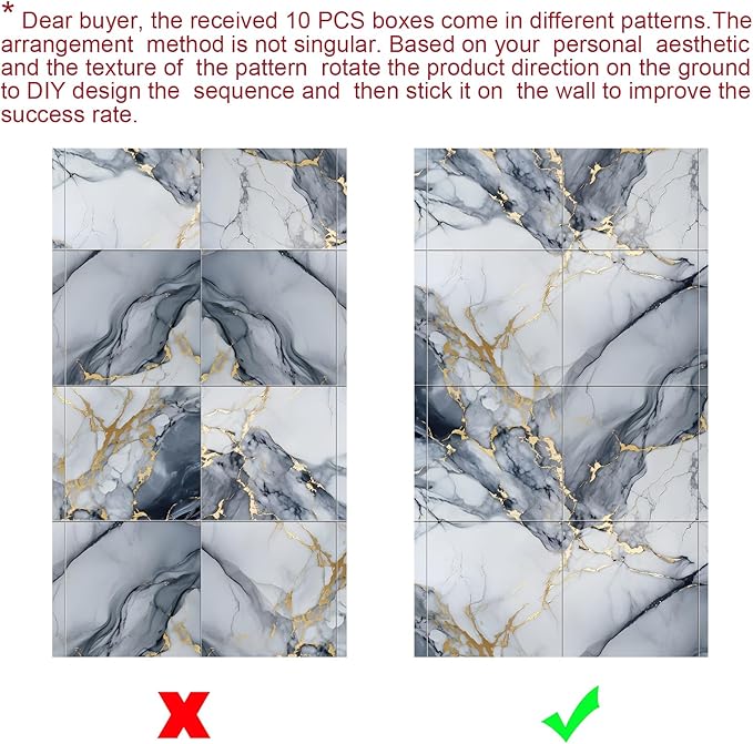 10pcs Thick Marble Peel and Stick Waterproof Wall Panels, Heat-Resistant - Image 7