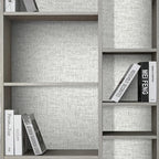 Grey Grasscloth Peel and Stick Wallpaper, Vintage Textured Contact Paper 15.75" - Image 8