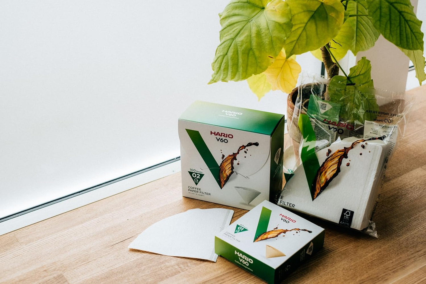 Hario V60 Paper Coffee Filter, Size 01, Natural, 100ct Box